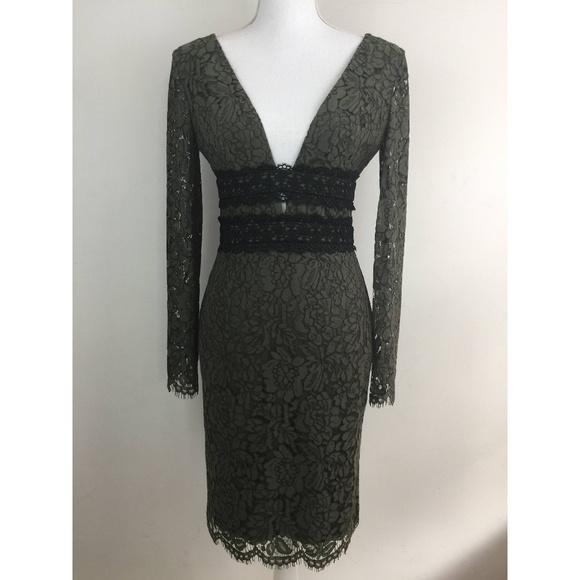 Diane Von Furstenberg Army Green Viera Lace Dress - Picture 3 of 7